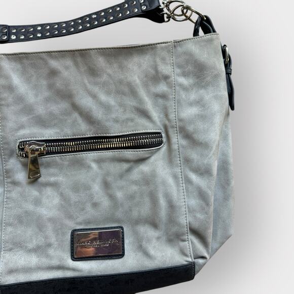 Marc New York gray leather rocker style crossbody bag - Picture 3 of 11